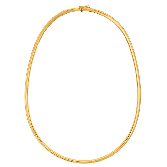 14 Karat Yellow Gold 6.0mm 16 Inch Round Omega Chain Necklace