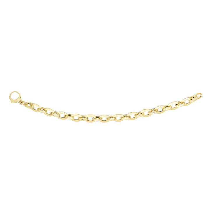 14 Karat Yellow Gold 9.4mm 7.25 Inch Shiny Oval Fancy Link Bracelet
