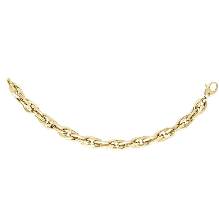 14 Karat Yellow Gold 7mm 7.75 Inch Shiny Double Oval Link Bracelet