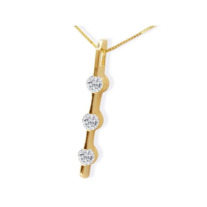 Contemporary 1ct  Channel Set Diamond Pendant in 14k Yellow Gold
