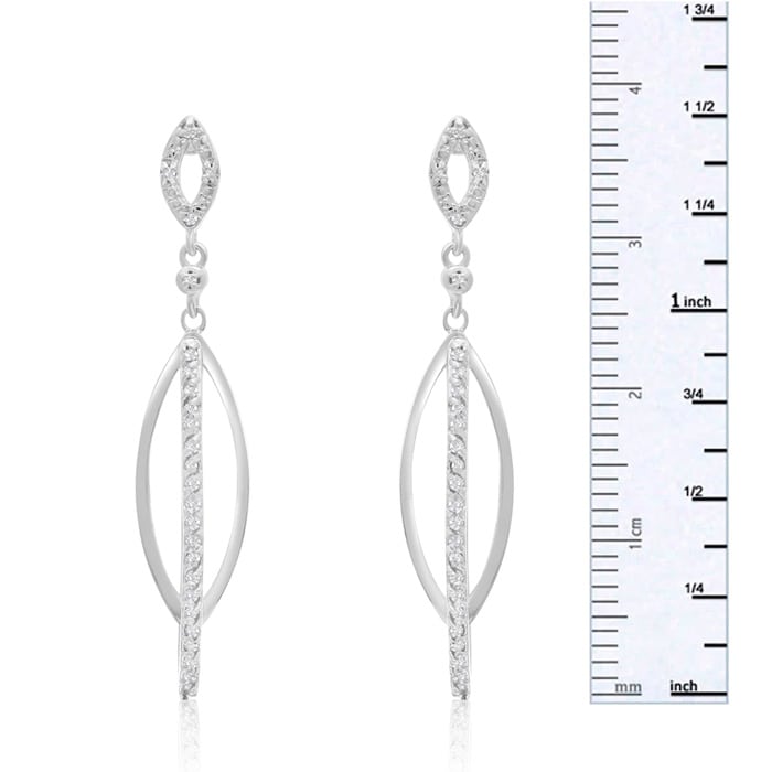 1/4 Carat Diamond Dangle Earrings In Sterling Silver, 1 1/2 Inches