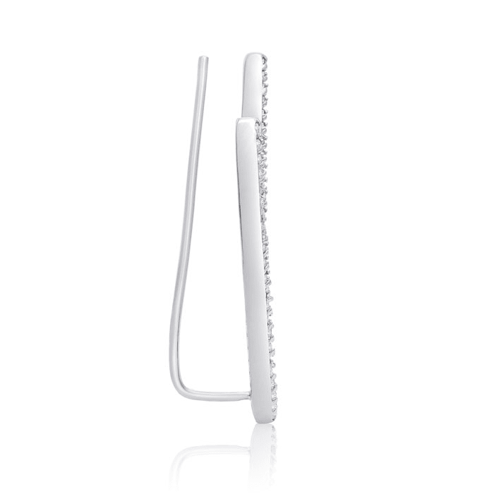 1/2 Carat Diamond Double Row Ear Climbers In Sterling Silver