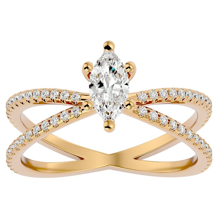 3/4 Carat Marquise Shape Diamond Engagement Ring In 14 Karat Yellow Gold