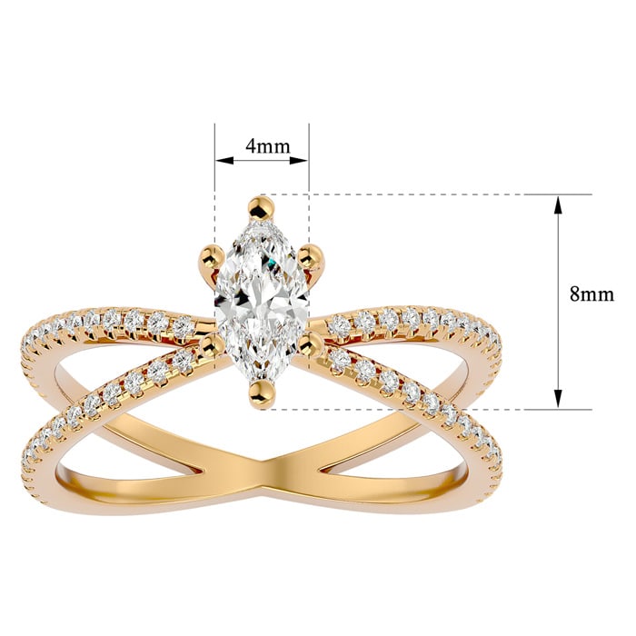 3/4 Carat Marquise Shape Diamond Engagement Ring In 14 Karat Yellow Gold