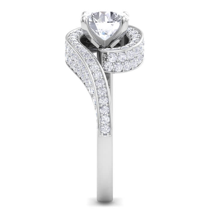 Modern Asymmetrical Round Brilliant 2 Carat Diamond Engagement Ring In 14K White Gold
