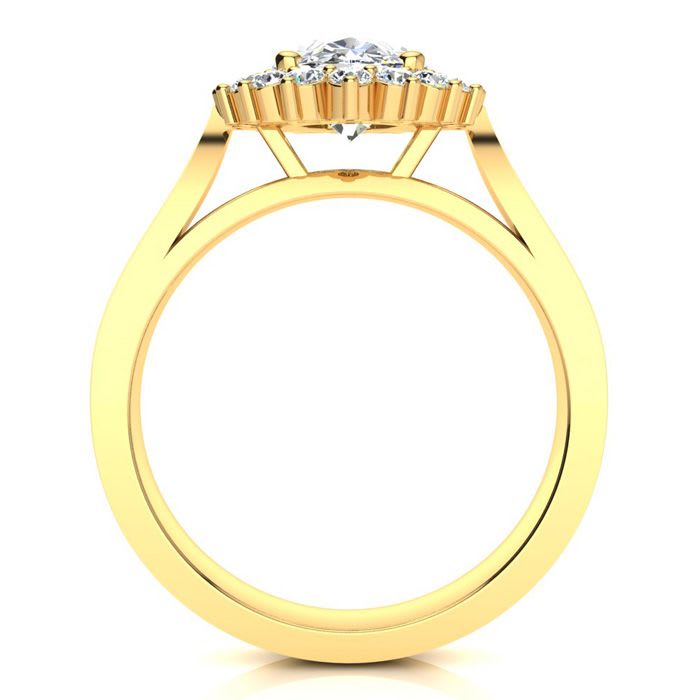 1 1/2ct Oval And Round Diamond Classic Engagement Ring In 14 Karat Yellow Gold