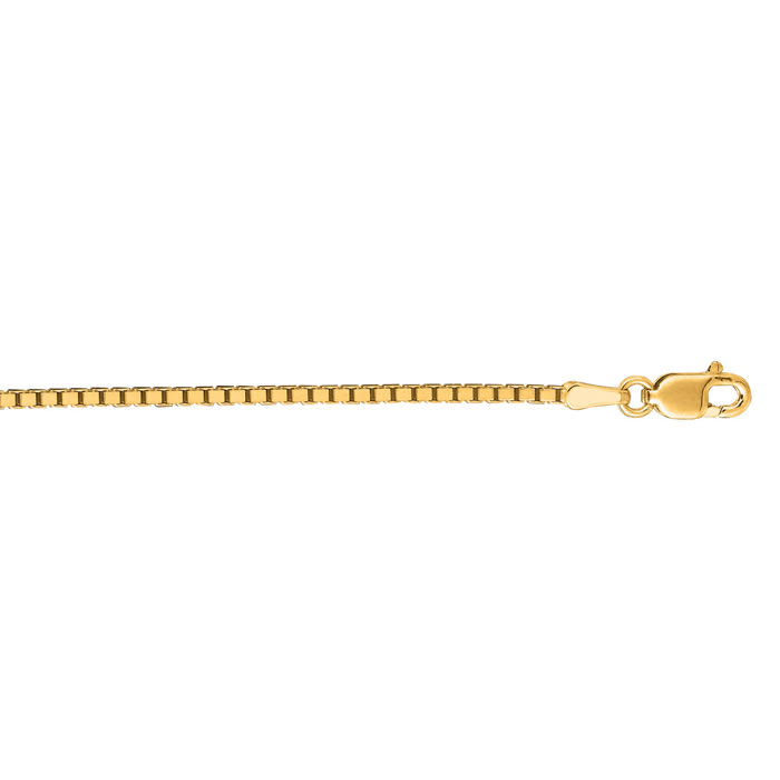 14 Karat Yellow Gold 1.4mm 22 Inch Classic Box Chain Necklace