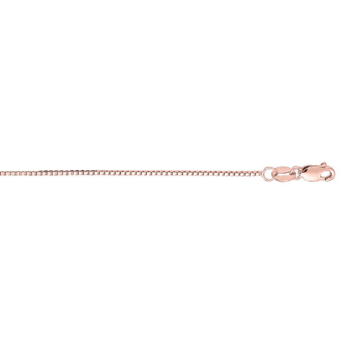 14 Karat Rose Gold 0.80mm 16 Inch Classic Pink Box Chain Necklace