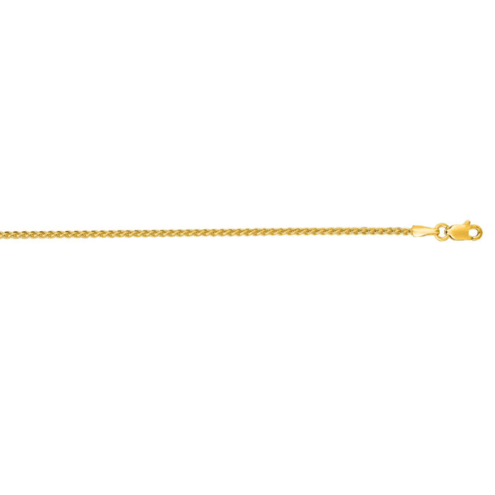 14 Karat Yellow Gold 1.5mm 16 Inch Round Wheat Chain Necklace