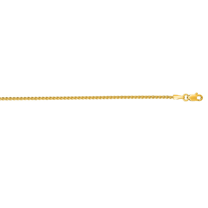 14 Karat Yellow Gold 1.5mm 30 Inch Round Wheat Chain Necklace