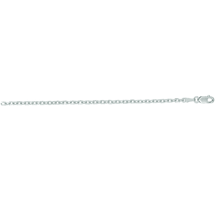 14 Karat White Gold 2.30mm 18 Inch Cable Link Chain Necklace