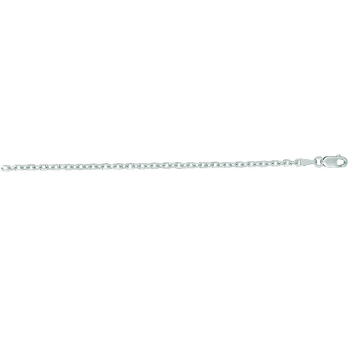 14 Karat White Gold 2.30mm 22 Inch Cable Link Chain Necklace