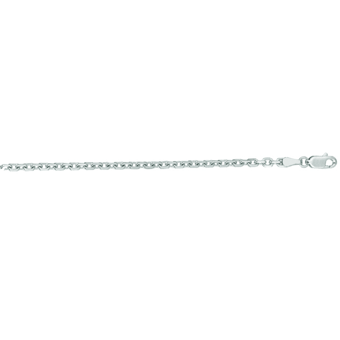 14 Karat White Gold 3.10mm 18 Inch Cable Link Chain Necklace