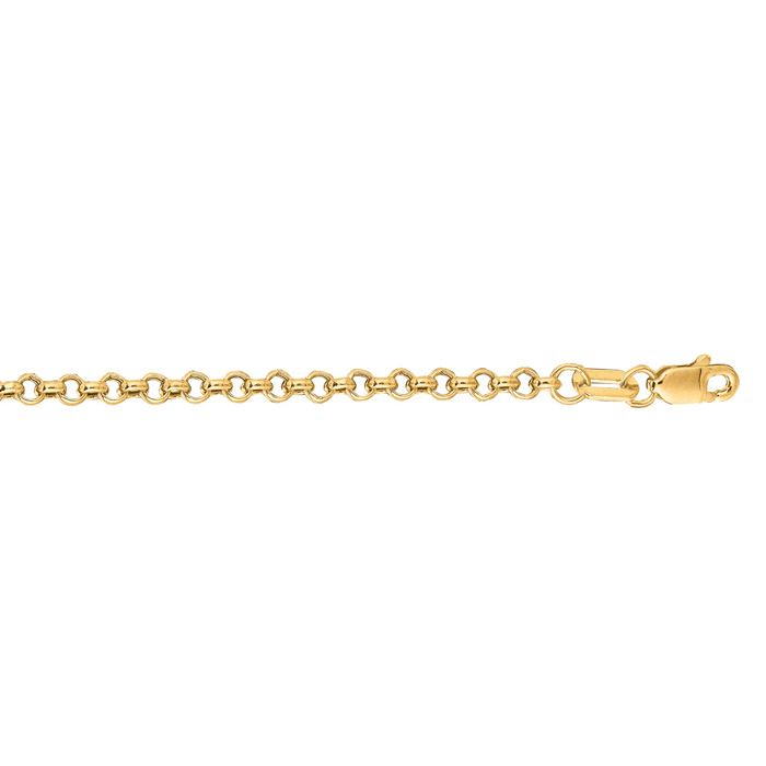 14 Karat Yellow Gold 2.30mm 7 Inch Rolo Link Chain Bracelet