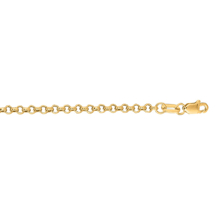14 Karat Yellow Gold 2.30mm 30 Inch Rolo Link Chain Necklace