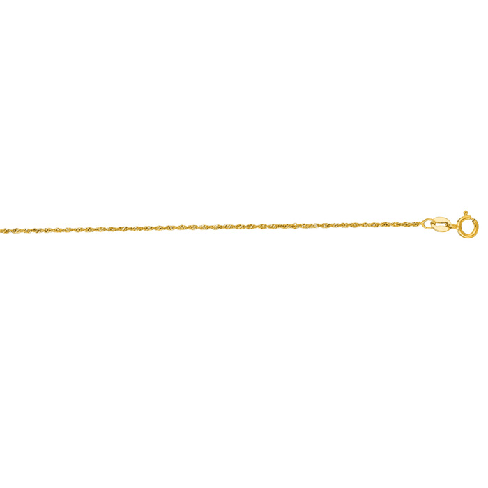 14 Karat Yellow Gold 1.0mm 18 Inch Singapore Chain Necklace