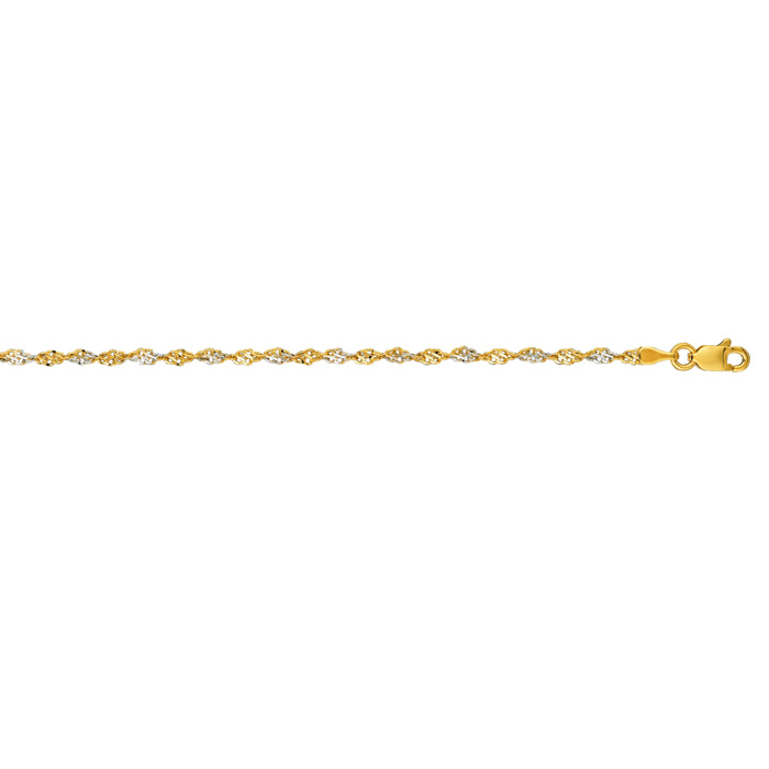 14 Karat Yellow Gold 2.0mm 20 Inch Singapore Chain Necklace