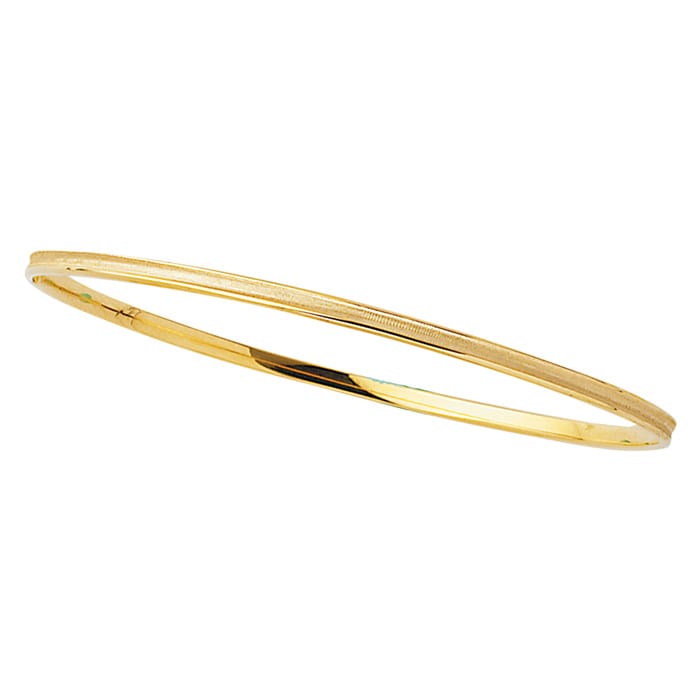 14 Karat Yellow Gold 3.15mm 8 Inch Shiny Round Concave Stackable Bangle