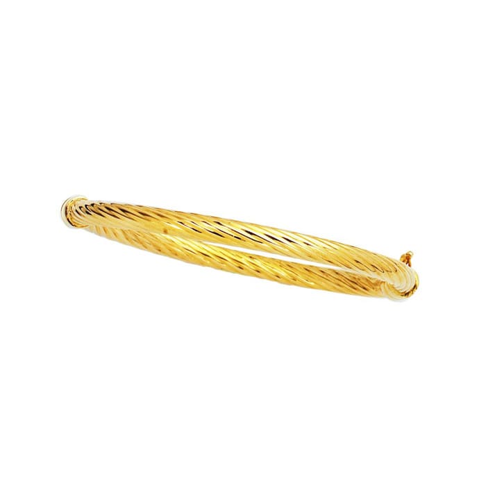 14 Karat Yellow Gold 5.0mm 7 Inch Shiny Twisted Fancy Bangle
