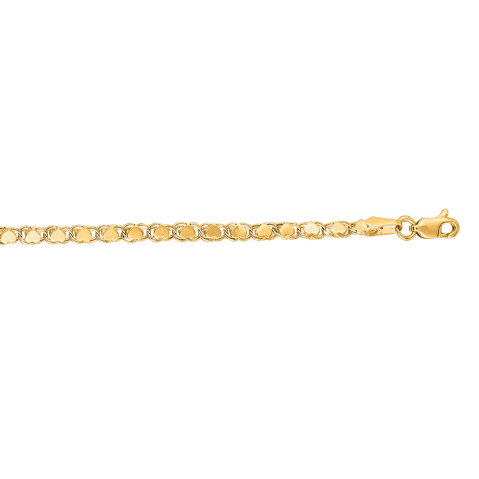 14 Karat Yellow Gold 2.9mm 10 Inch Diamond-Cut Heart Ring Chain Anklet