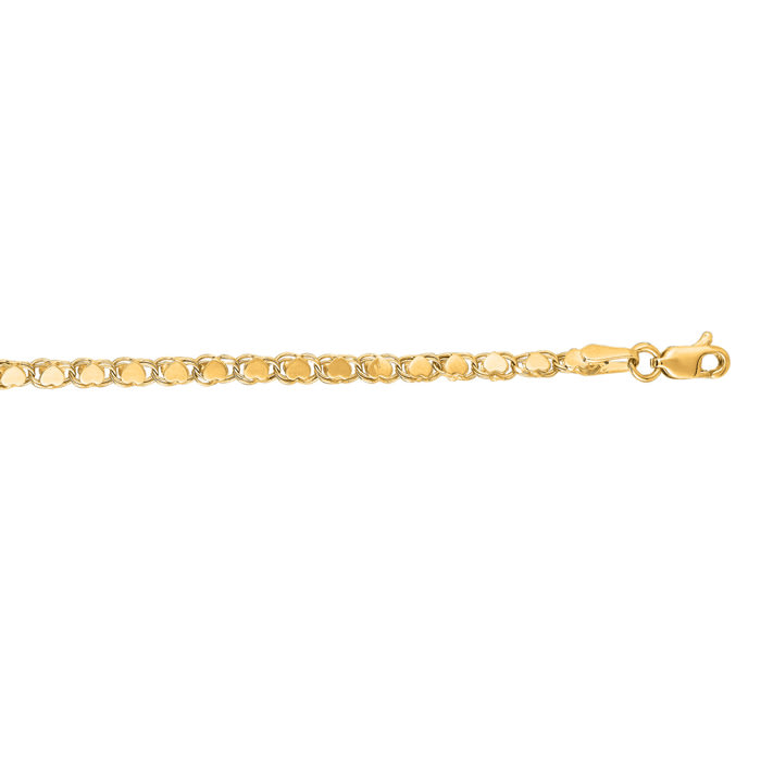 14 Karat Yellow Gold 2.9mm 5.50 Inch Children's Diamond Cut Heart Ring Chain Bracelet