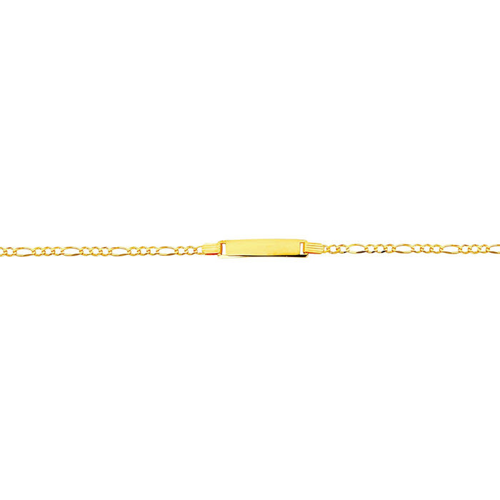 14 Karat Yellow Gold 6 Inch Children's Shiny Classic Figaro ID Bracelet