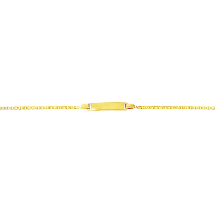 14 Karat Yellow Gold 6 Inch Children's Shiny Mariner Link ID Bracelet