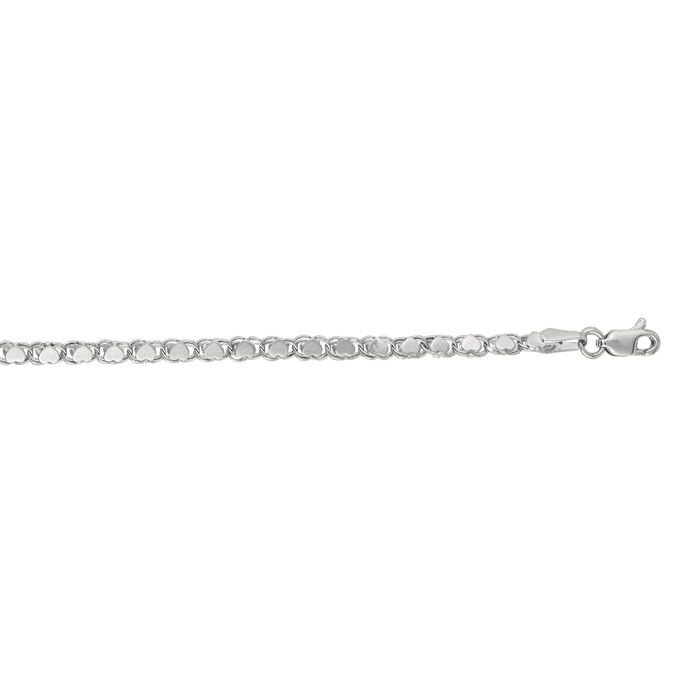 14 Karat White Gold 2.9mm 5.50 Inch Children's Diamond Cut Heart Ring Chain Bracelet