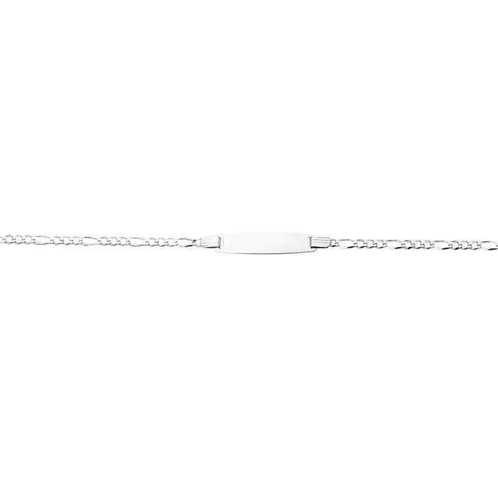 14 Karat White Gold 6 Inch Children's Shiny Classic Figaro ID Bracelet