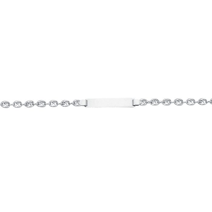 14 Karat White Gold 6 Inch Children's Shiny Puffed Mariner Link ID Bracelet