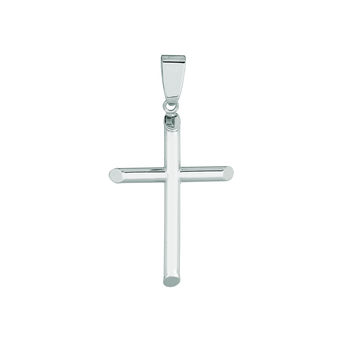 14 Karat White Gold All Shiny Small Cross Pendant