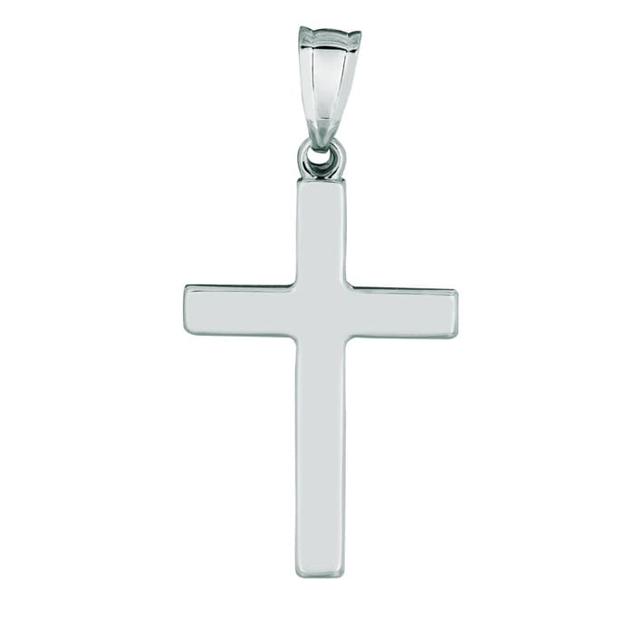 14 Karat White Gold All Shiny Small Cross Pendant