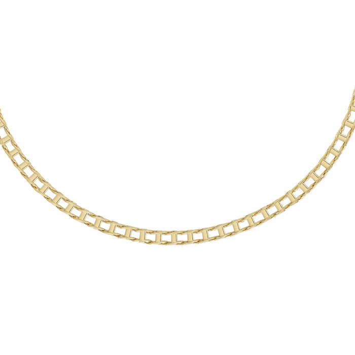 14 Karat Yellow Gold 5.0mm 20 Inch Shiny Railroad Style Men's Fancy Necklace