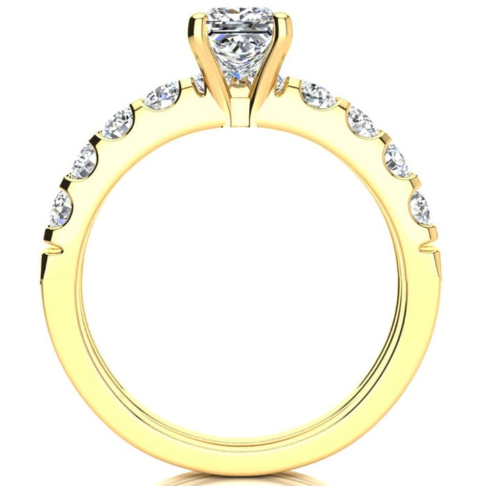 2 Carat Princess Center Engagement Ring and Wedding Band Set In 14K Yellow Gold