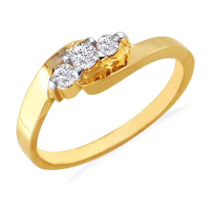 1/5ct Three Diamond Ring in 10k Yellow Gold