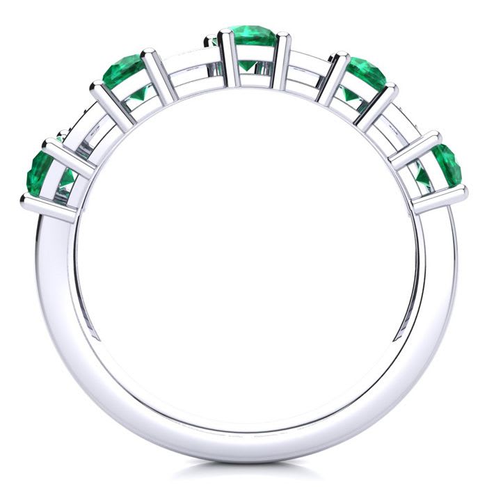 1 1/3 Carat Emerald and Diamond Journey Band Ring in 10K White Gold