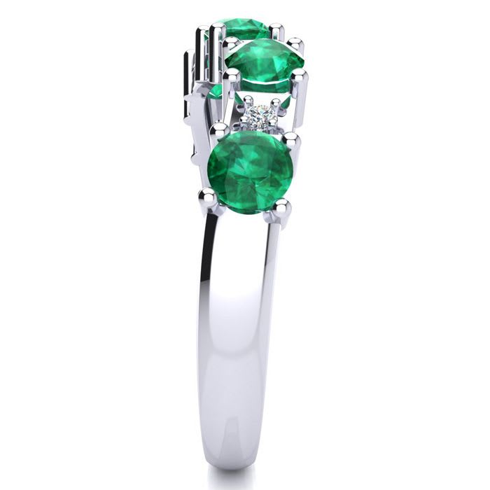 1 1/3 Carat Emerald and Diamond Journey Band Ring in 10K White Gold