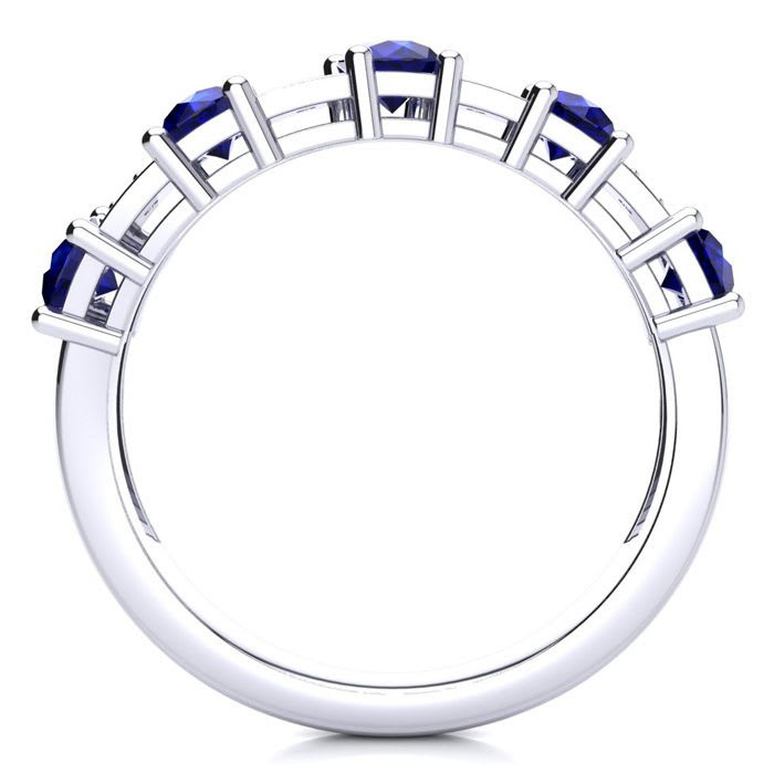 1 1/2 Carat Sapphire and Diamond Journey Band Ring in 10K White Gold