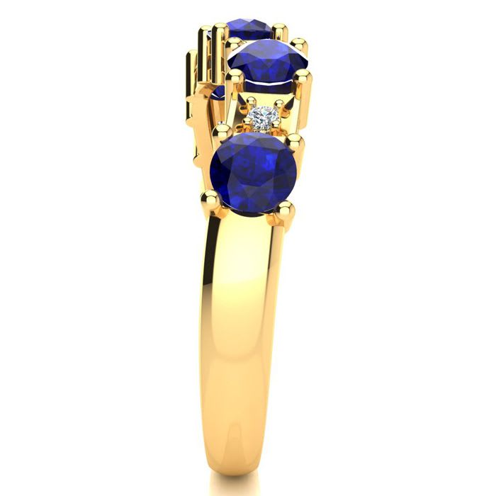 1 1/2 Carat Sapphire and Diamond Journey Band Ring in 10K Yellow Gold
