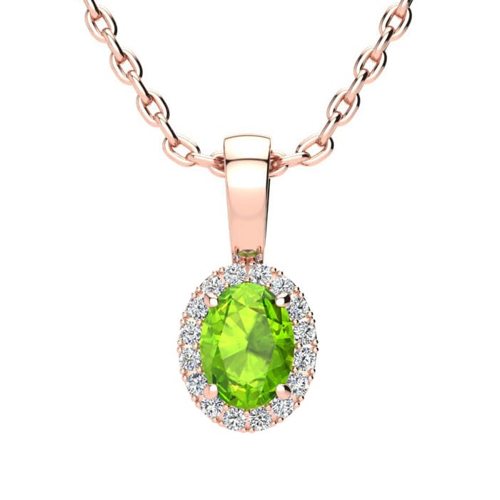 Details about   Lovely Green Peridot Gemstone Pendant 1.24 Ct Oval Shape 18k Rose Gold Jewelry 