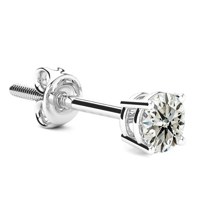 1/2 Carat Single Diamond Stud Earring In 14 Karat White Gold