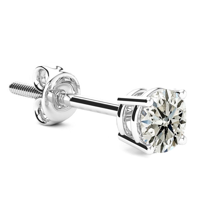 2/3 Carat Single Diamond Stud Earring In 14 Karat White Gold