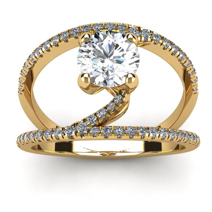 1.50 Carat Open Band Engagement Ring In 14K Yellow Gold