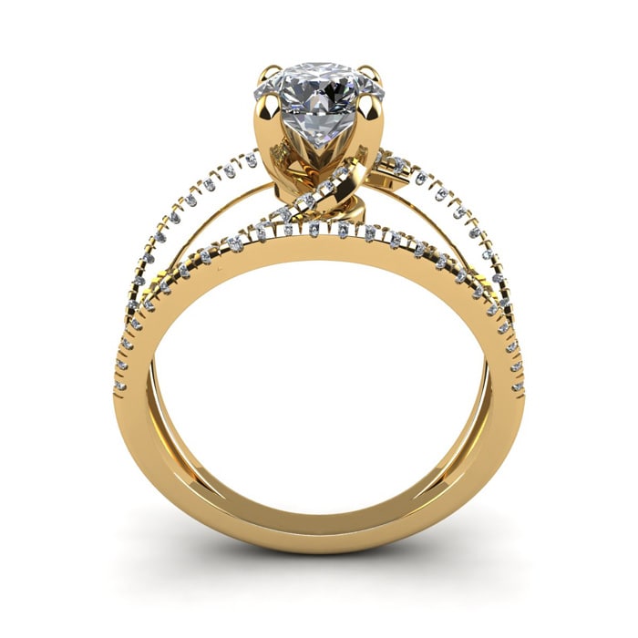 1.50 Carat Open Band Engagement Ring In 14K Yellow Gold