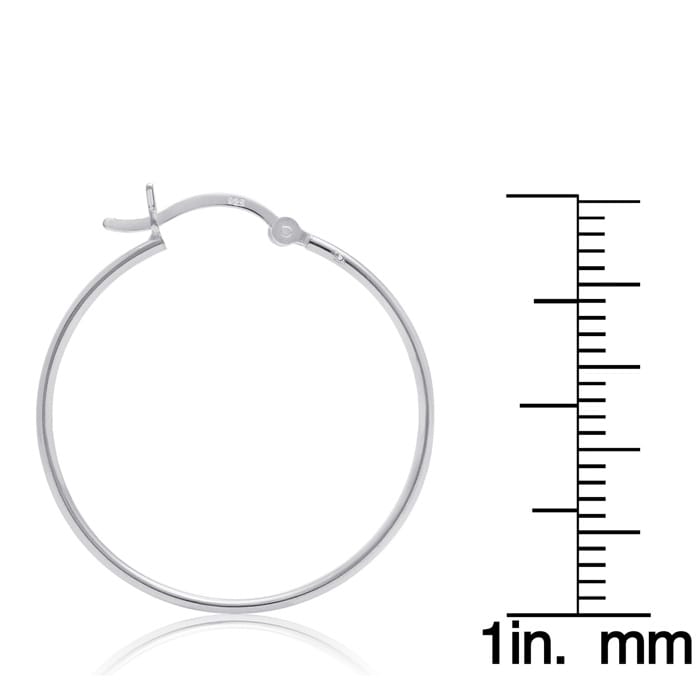 Sterling Silver 1.2MM Wide 1 Inch Hoop Earrings. Super Popular For Every Day Wear!