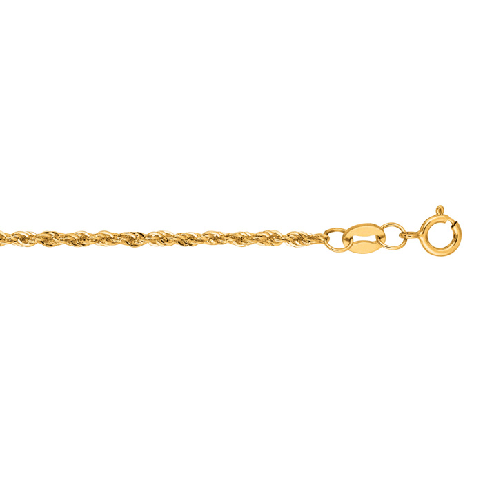 14 Karat Yellow Gold 1.5mm 16 Inch Light Weight Rope Chain