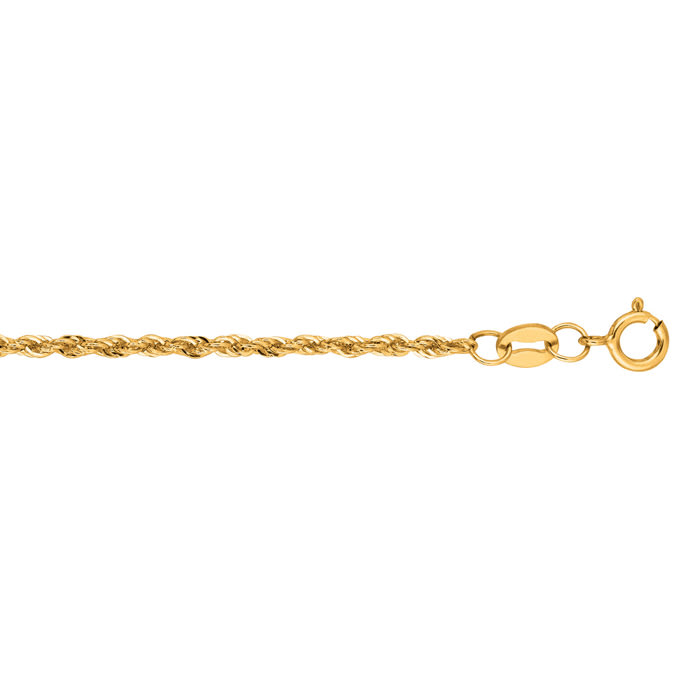 14 Karat Yellow Gold 1.5mm 18 Inch Light Weight Rope Chain