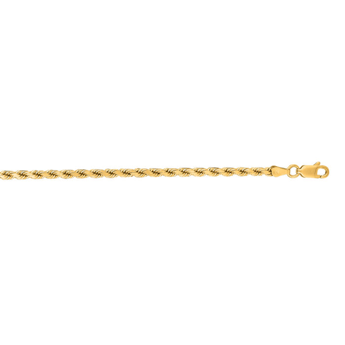 14 Karat Yellow Gold 3.50mm 18 Inch Solid Diamond Cut Rope Chain