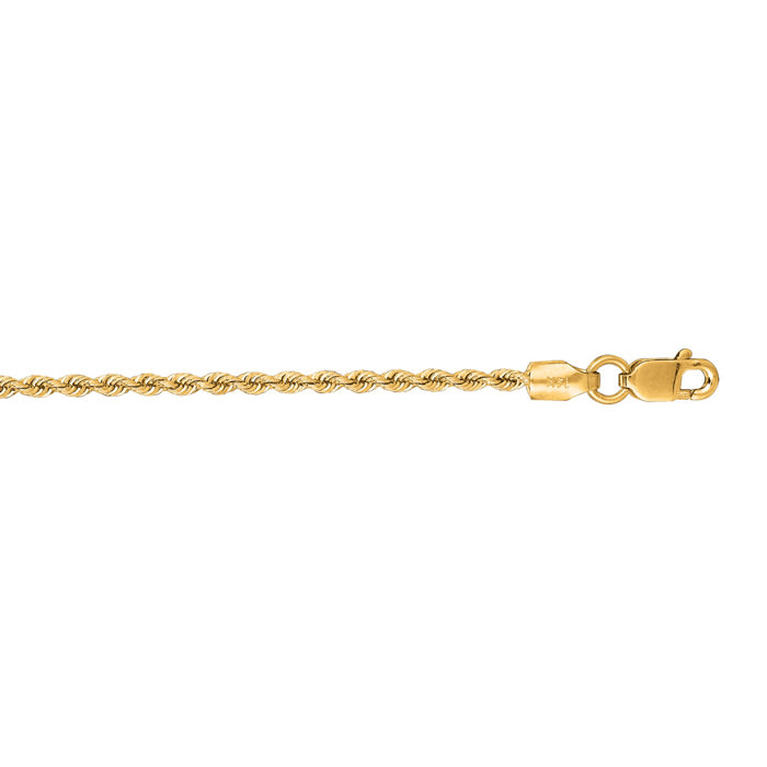 14 Karat Yellow Gold 1.50mm 16 Inch Solid Rope Chain