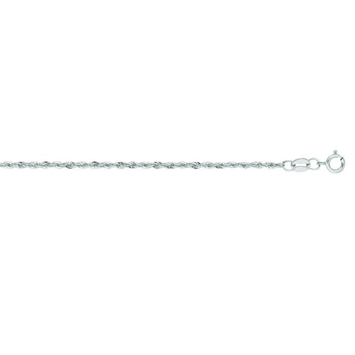 14 Karat White Gold 1.50mm 18 Inch Light Weight Rope Chain
